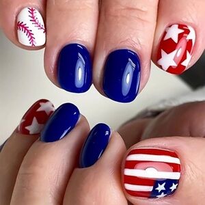 Patriotic Baseball Nails